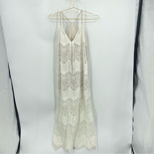 Alice + Olivia Vandy side slits Off White Lace Maxi Dress Sz M